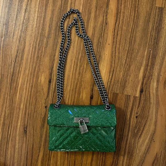 Kurt Geiger London Green Quilted Crossbody The Brixton Bag with Chain Strap - Picture 1 of 5
